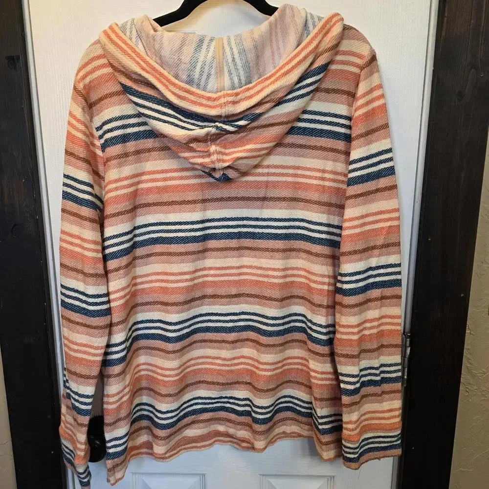 Naturale Reflections Women's Striped Cotton Hoodie Sweatshirt Large NWOT - Picture 5 of 8